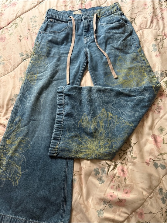 Denim - Pilcro unique Blue Floral-Print Denim Jeans size 28P cotton very comfortable